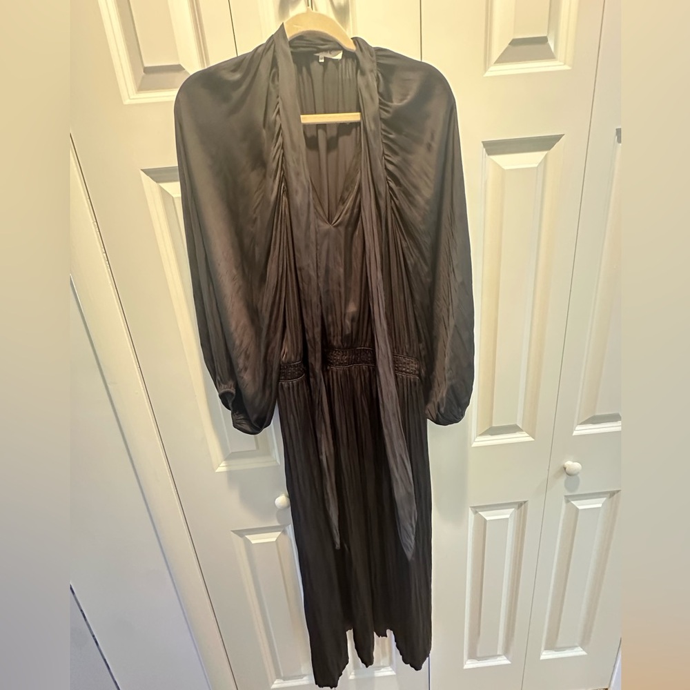 Frame Black Silk Smocked Dress